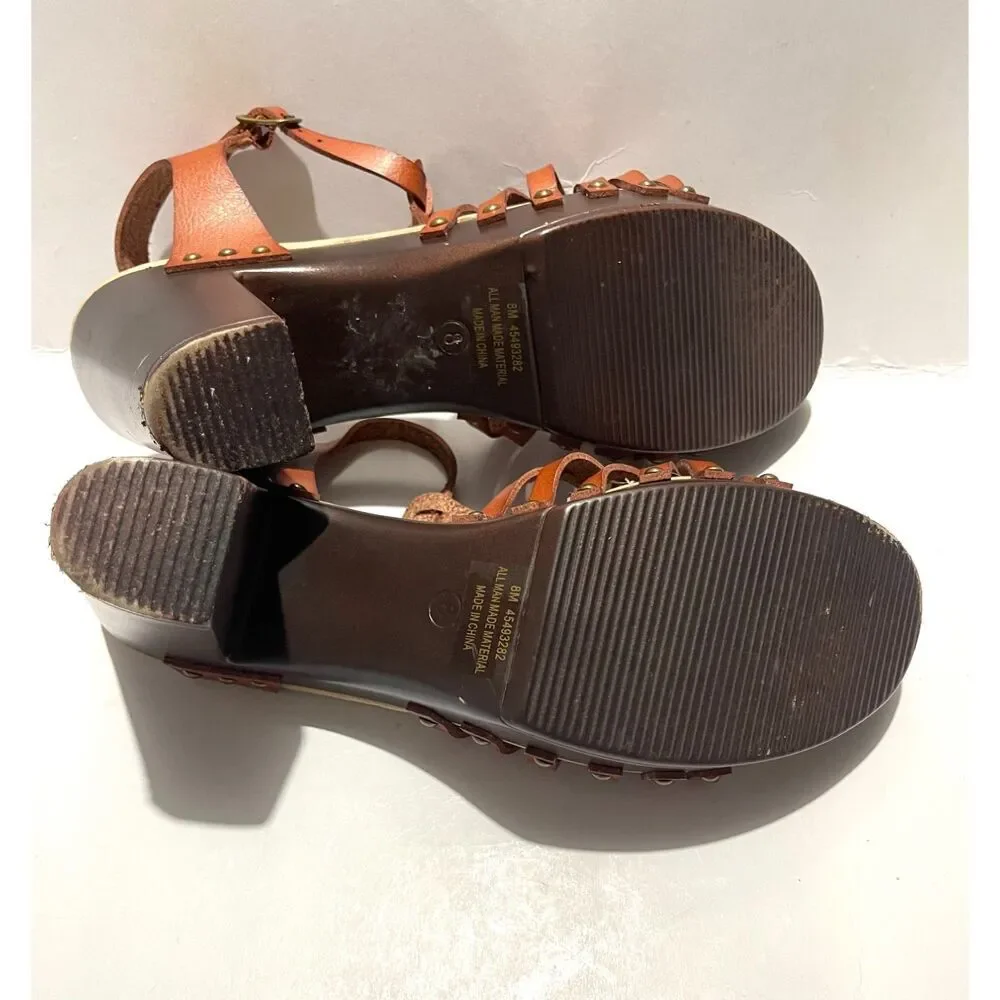 Comfort strappy sandals wedges brown Y2K platform casual summer women's 8
